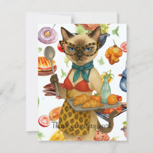 Lunchdame serveert eten briefkaart