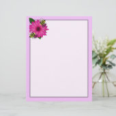 Lunchdatum bijen op Pink Flower (Staand voorkant)