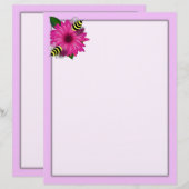 Lunchdatum bijen op Pink Flower (Voorkant / Achterkant)