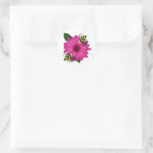 Lunchdatum bijen op Pink Flower Ronde Sticker (Tas)