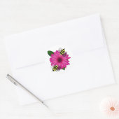 Lunchdatum bijen op Pink Flower Ronde Sticker (Envelop)