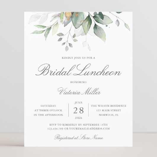 Luncheon de mariage avec feuilles d'eucalyptus à b