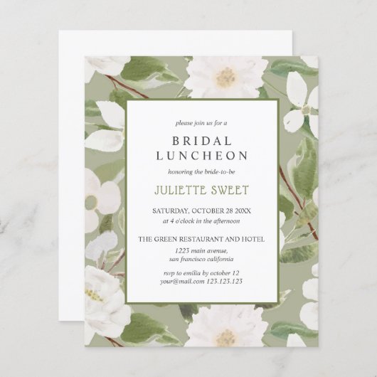 Luncheon de mariage | Fleurs blanches aux feuilles (Devant / Derrière)