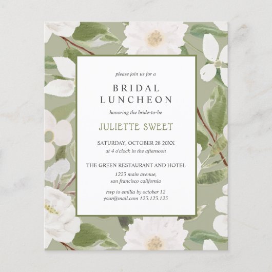 Luncheon de mariage | Fleurs blanches aux feuilles (Devant)