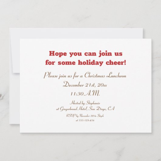 Luncheon Gingerbread Noël Invitation (Dos)