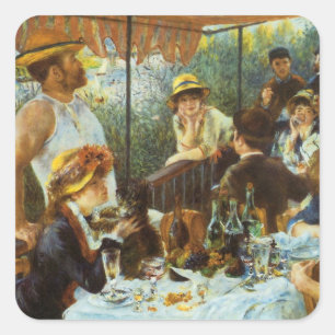Luncheon van de roeipartij van Pierre Renoir Vierkante Sticker