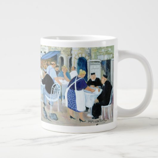 Lunchtime op een marktplein in Toscane Extra Grote Mok (Rechts)