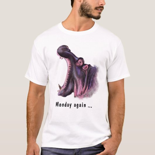 Lundi Encore Yawning Hippo Fun T-Shirt - Votre Tex (Devant)