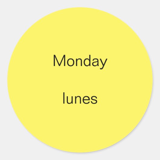 Lundi lunes Stickers anglais à espagnol (Devant)