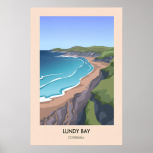 Lundy-baai Cornwall Moderne Reisposter Poster