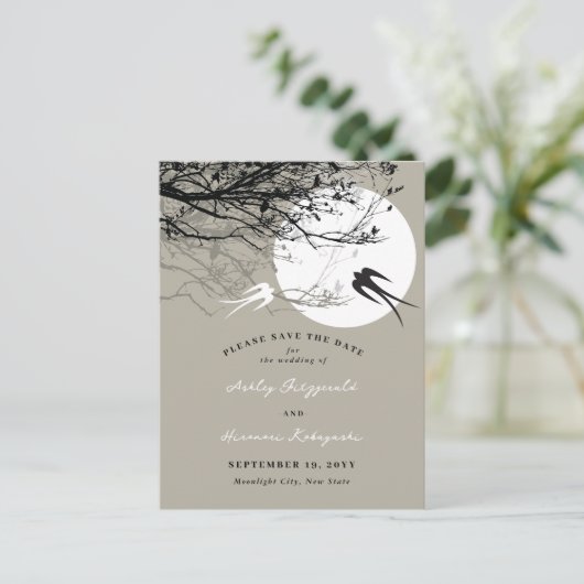 Lune Avales Cendres Enregistrer La Date Carte Post (Debout devant)