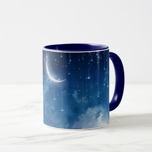 Lune bleue et ciel de nuit tasse de café (Devant droit)