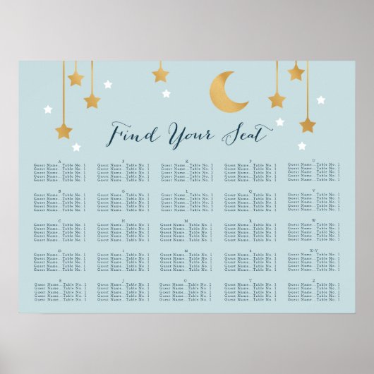 Lune bleue et étoiles, tableau de sièges (Devant)