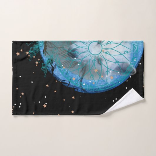 Lune bleue Loup blanc (Serviette à main)