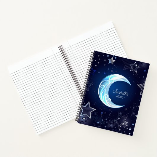 Lune céleste et étoiles Monogrammes Carnets (Intérieur)