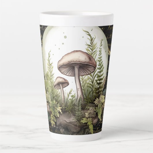 Lune Champignons Jardin Latte Mug (Devant)