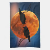 Lune & Corbeaux, Oiseau Noir Cuisine Serviette Cor (Vertical)