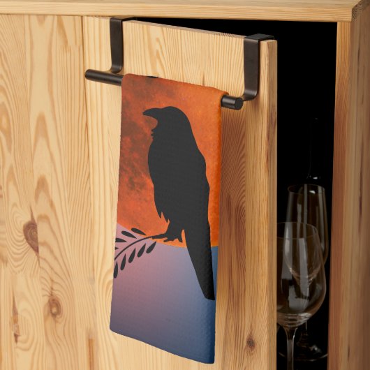 Lune & Corbeaux, Oiseau Noir Cuisine Serviette Cor (Pliage en tiers)