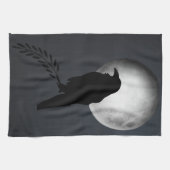 Lune & Corbeaux, Oiseau Noir Cuisine Serviette Cor (Horizontal)