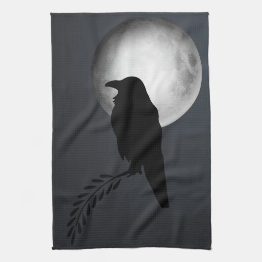 Lune & Corbeaux, Oiseau Noir Cuisine Serviette Cor (Vertical)