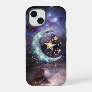 Lune croissante Étoiles Galaxie Céleste Wiccan