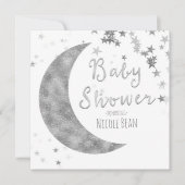 Lune d'argent et étoiles Baby shower Invitations b (Devant)