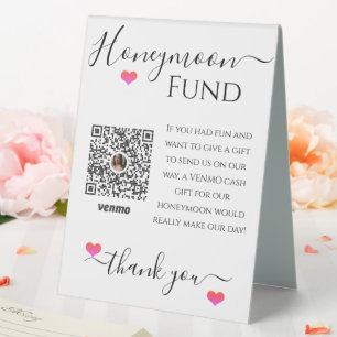 Lune de miel Réception de mariage Venmo Code Signe