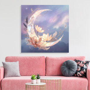 Lune de plume mystique Art mural boho Spirituel