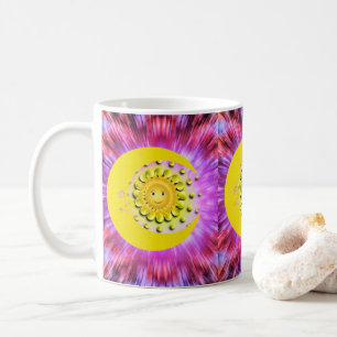 Lune de soleil jaune, mug roseâtre
