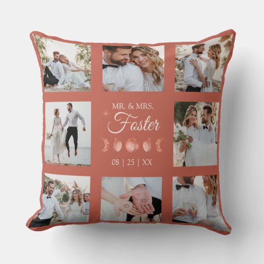 Lune de Terracotta M & Mme Oreiller à jet de photo (Recto)