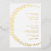Lune des étoiles Mariage blanc Foil Invitation (Recto)