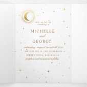 lune d'or céleste tri faire-part de mariage (Intérieur au milieu)