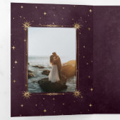 lune d'or céleste tri faire-part de mariage (Intérieur en premier)