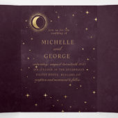 lune d'or céleste tri faire-part de mariage (Intérieur au milieu)