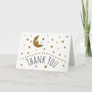Lune d'or et étoiles Baby shower Merci
