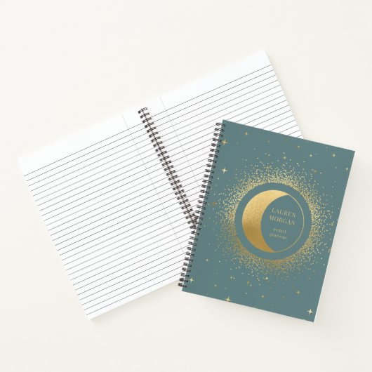 Lune dorée croissante Cahier personnalisé avec mon (Intérieur)