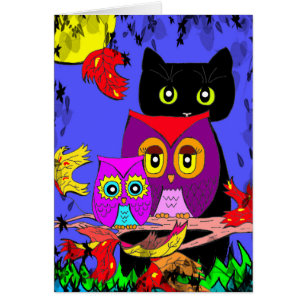 Lune drôle Creationarts d'automne de chat noir de