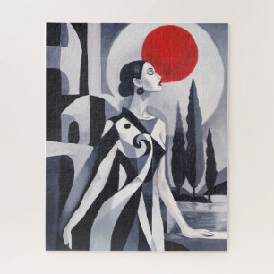 Lune écarlate : Femme stylisée Puzzle de 520 pièce