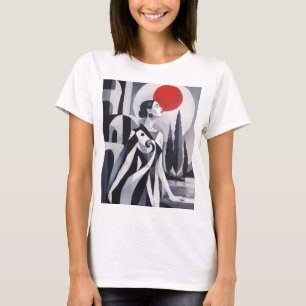 Lune écarlate : T-Shirt graphique femme stylisé