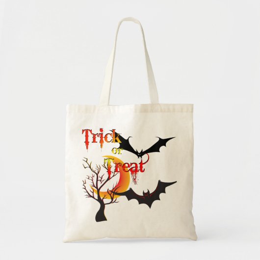 Lune effrayante et chauves-souris Sacs d'Halloween (Devant)