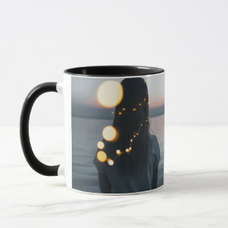 Lune Élégante Résumé Tasse en Céramique Noire