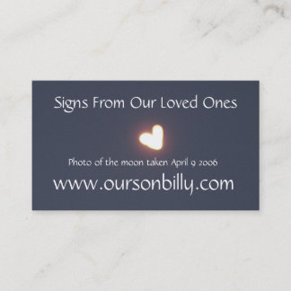 Lune en forme de coeur de carte de visite