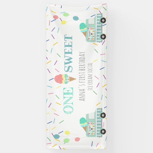 L'une est crème glacée douce bannière d'anniversai (Vertical)