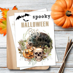 Lune et crâne Mystique Halloween Invitation
