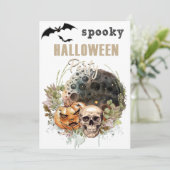 Lune et crâne Mystique Halloween Invitation (Debout devant)