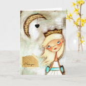 Lune et dos - Carte de voeux (Fleur jaune)