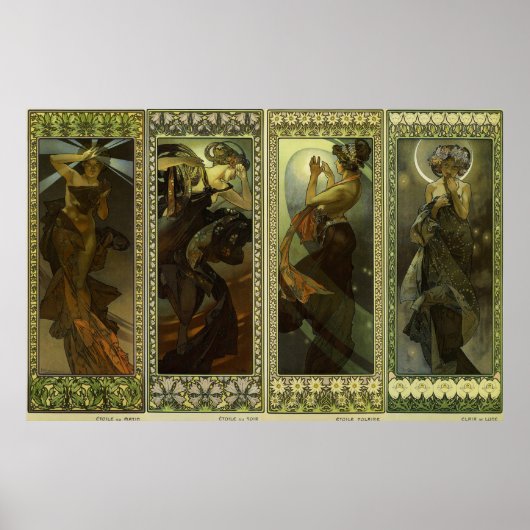 Lune et Etoiles - 1902 - van Alphonse Mucha Poster (Voorkant)