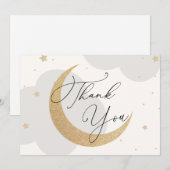 Lune et étoiles Baby shower gris Merci (Devant / Derrière)