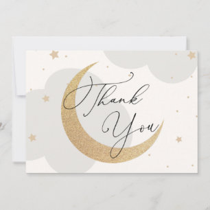 Lune et étoiles Baby shower gris Merci