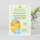 Lune et étoiles Bébé Douche Invitations (Debout devant)